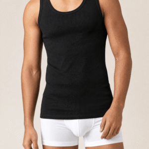 Classic Cotton Vest – Black (Single)